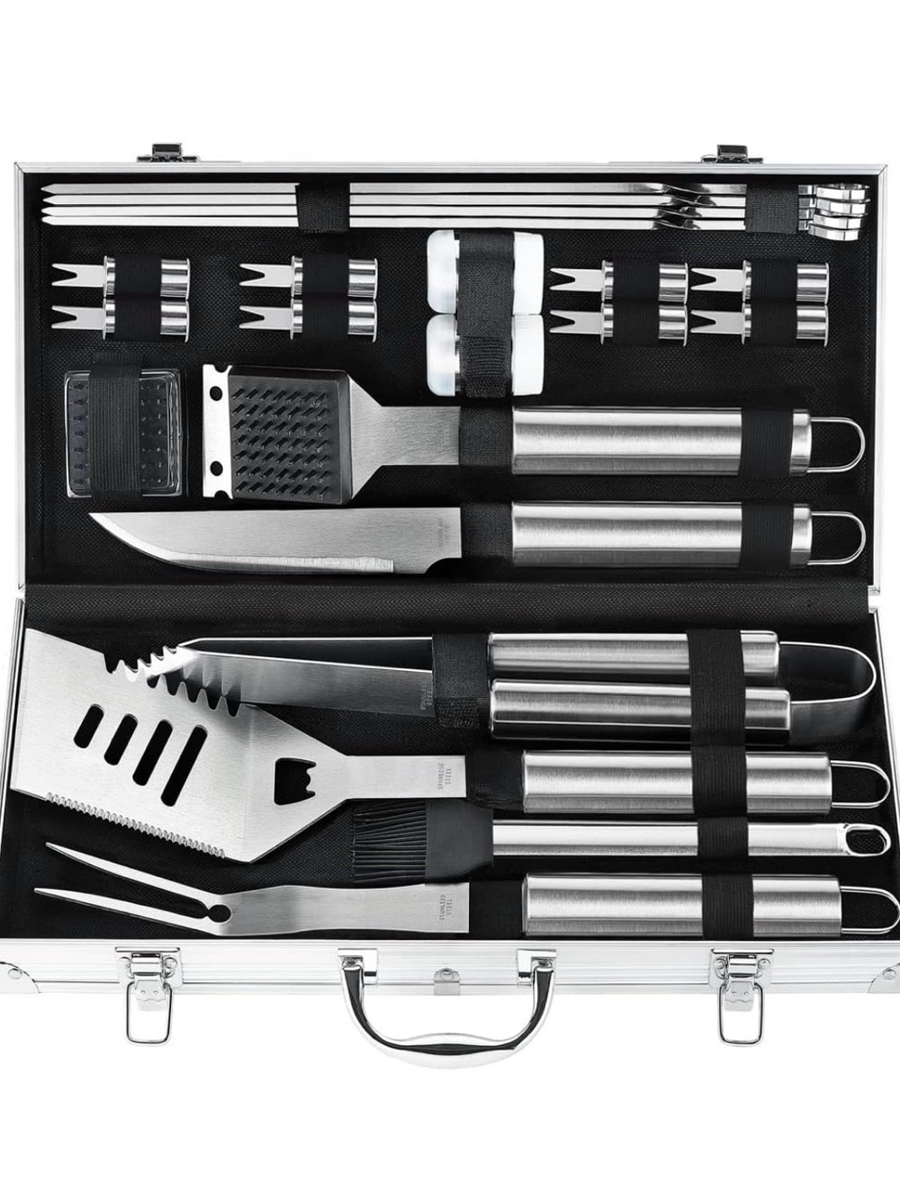 Stainless Steel 20-Piece BBQ Tool Set - Silver